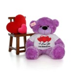 Giant 5 Feet Personalized Teddy Bear wearing Customizable I Love You Tshirt - Available in 7 Colors